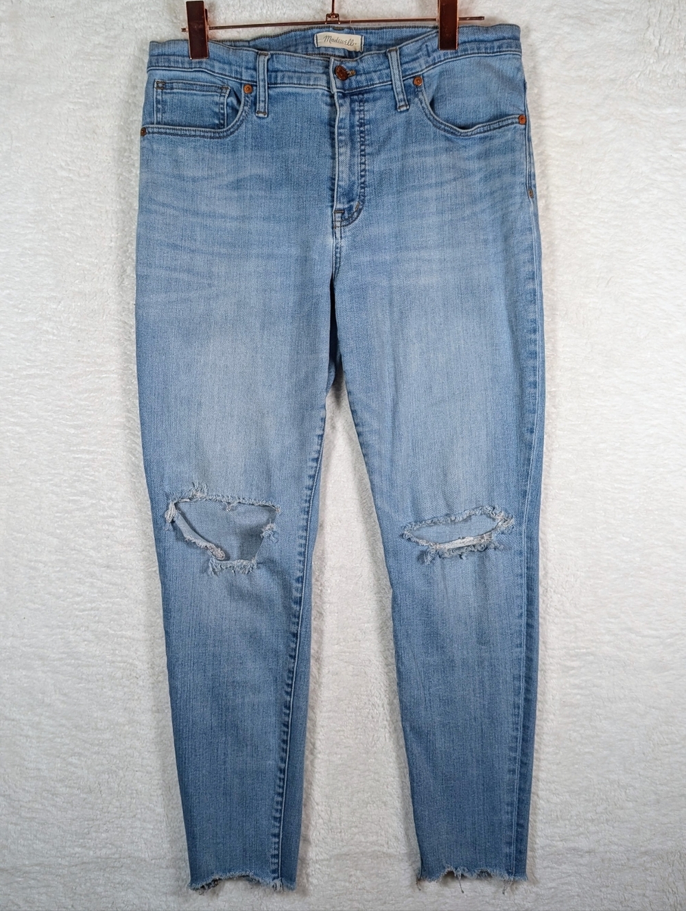 267-Madewell Light Blue Distressed Skinny Jeans